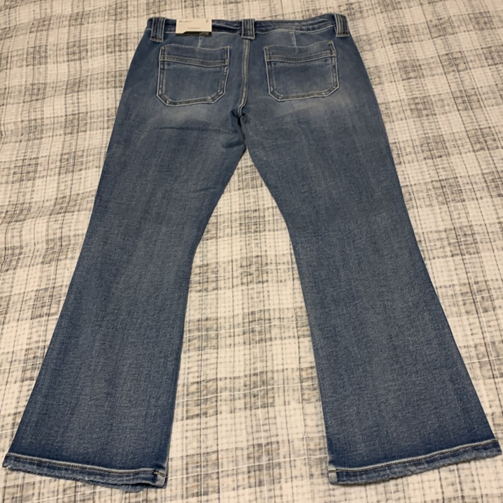 Kancan size 11/29 low rise kick flare distressed denim blue jeans NWT - Picture 2 of 2